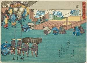 Seki, de la serie "Cincuenta y tres estaciones del Tokaido (Tokaido gojusan tsugi)" de Utagawa Hiroshige