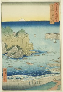 Provincia de Shimosa: Playa Choshi en la bahía exterior (Shimosa, Choshi no hama Toura), de la serie "Lugares famosos en las sesenta y tantas provincias (Rokujuyoshu meisho zue)" de Utagawa Hiroshige