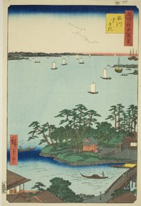 Shinagawa Susaki (Shinagawa Susaki), de la serie "Cien vistas famosas de Edo (Meisho Edo hyakkei)" de Utagawa Hiroshige