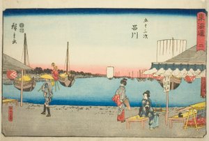 Shinagawa: Casas de té en Samegafuchi, de la serie "Cincuenta y tres estaciones del Tokaido" de Utagawa Hiroshige