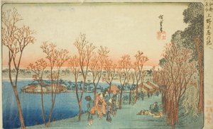 Estanque Shinobazu en Ueno (Ueno Shinobazu no ike), de la serie "Lugares famosos en Edo (Koto meisho)" de Utagawa Hiroshige