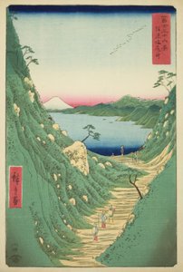 Paso Shiojiri en la provincia de Shinano (Shinano Shiojiri toge), de la serie "Treinta y seis vistas del Monte Fuji (Fuji sanjurokkei)" de Utagawa Hiroshige