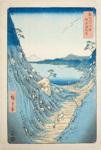 Paso Shiojiri en la provincia de Shinano, de la serie "Treinta y seis vistas del monte Fuji"