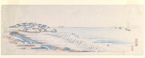 Amanecer nevado en Susaki, del conjunto de hojas de carta, c.1839-40