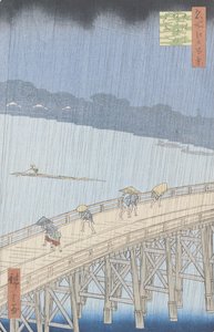 Lluvia repentina en el Puente Ohashi en Ataka, de la serie 