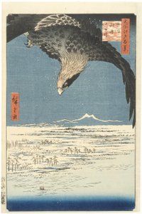 Susaki y la llanura de Jmantsubo cerca de Fukagawa de la serie Cien vistas famosas de Edo, 1857