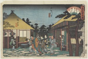 Tagawaya frente al templo O_onji, c. 1835-1842