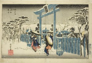 El Santuario de Gion en Nieve (Gionsha setchu), de la serie "Lugares Famosos en Kioto (Kyoto meisho no uchi)" de Utagawa Hiroshige