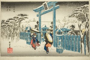 El Santuario de Gion en la nieve (Gionsha setchu), de la serie "Lugares famosos en Kioto (Kyoto meisho no uchi)" de Utagawa Hiroshige