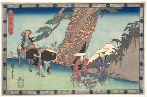 La liga leal de cuarenta y siete R?nin (Ch?shingura), Acto VIII: La esposa y la hija de Honz? viaje a Kioto de Utagawa Hiroshige