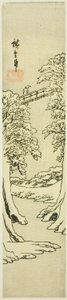 El puente del mono en invierno de Utagawa Hiroshige