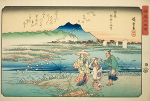 El río joya Noda en la provincia de Mutsu (Mutsu Noda no Tamagawa), de la serie "Seis ríos joya en varias provincias (Shokoku Mu Tamagawa)" de Utagawa Hiroshige
