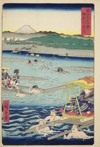 El río Oi entre las provincias de Suruga y Totomi, de la serie "Treinta y seis vistas del monte Fuji" de Utagawa Hiroshige