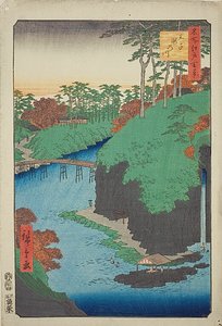El río de las cascadas en Oji (Oji Takinogawa), nº 88 de la serie "Cien vistas famosas de Edo (Meisho Edo hyakkei)".