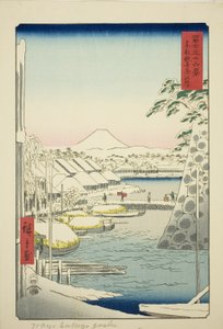 La ribera en Sukiya en la capital oriental (Toto Sukiyagashi), de la serie "Treinta y seis vistas del monte Fuji (Fuji sanjurokkei)" de Utagawa Hiroshige