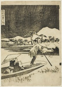 El río Sumida en invierno (Fuyu, Sumidagawa), de la serie "Vistas de las cuatro estaciones en lugares famosos (Meisho shiki no nagame)" de Utagawa Hiroshige