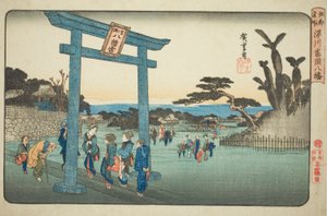 El Santuario Tomigaoka Hachiman en Fukagawa (Fukagawa Tomigaoka Hachiman), de la serie "Lugares famosos en Edo (Koto meisho)"