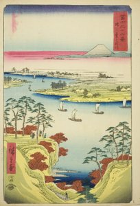 El río Tone en Konodai (Konodai Tonegawa), de la serie "Treinta y seis vistas del monte Fuji (Fuji sanjurokkei)" de Utagawa Hiroshige