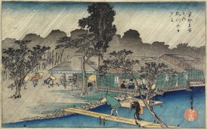 Lluvia crepuscular en Tadasu Bank, c. 1834