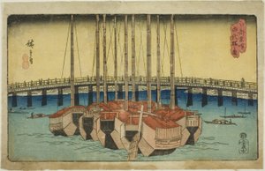 Vista del puente Eitai, de la serie "Lugares famosos en Edo" de Utagawa Hiroshige
