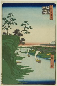 Vista de Konodai y el río Tone (Konodai Tonegawa fukei), de la serie "Cien vistas famosas de Edo (Meisho Edo hyakkei)"
