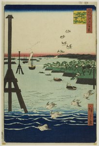 Vista de la bahía de Shiba (Shibaura no fukei), de la serie "Cien vistas famosas de Edo (Meisho Edo hyakkei)".