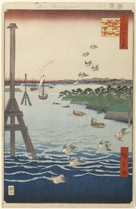 Vista de la costa de Shiba, No. 108 de Cien vistas famosas de Edo, 1856