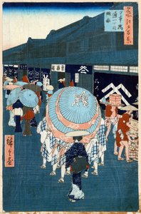 Vista de la Primera Calle en Nihonbashidori Cien vistas famosas de Edo, 1856-1858 de Utagawa Hiroshige