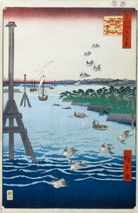 Vista de la Costa de Shiba Cien Vistas Famosas de Edo de Utagawa Hiroshige