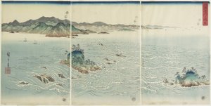 Vista de los remolinos en la provincia de Awa, 1857