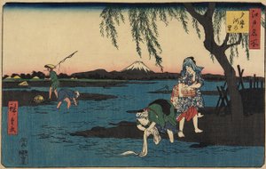 Aldea junto al río Tamagawa, marzo de 1858