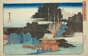 Visitando el Templo Fudo en Meguro (Meguro Fudo mode), de la serie "Lugares famosos en Edo (Koto meisho)" de Utagawa Hiroshige