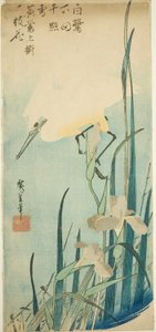 Garza blanca e iris de Utagawa Hiroshige