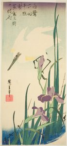 Garza blanca e iris de Utagawa Hiroshige