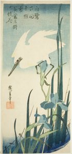 Garza blanca e iris de Utagawa Hiroshige