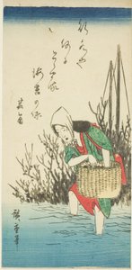 Mujer recogiendo algas de Utagawa Hiroshige