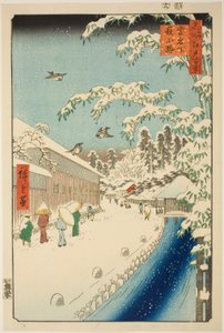 Calle Yabu al pie de la Colina Atago (Atagoshita yabukoji), de la serie "Cien Vistas Famosas de Edo (Meisho Edo hyakkei)"