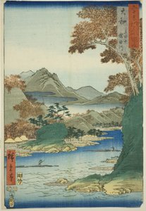 Provincia de Yamato: Montaña Tatsuta y Río Tatsuta, de la serie "Lugares Famosos en las Sesenta y Pico Provincias"