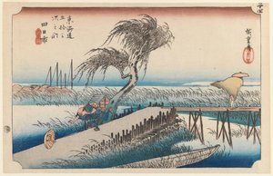 Yokkaichi, San Cho Kwa, Estación 44, de la serie Cincuenta y tres estaciones de la carretera Tokaido, 1834 de Utagawa Hiroshige