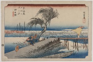 Yokkaichi: Vista del río Mie, de la serie Las cincuenta y tres estaciones del Tōkaidō de Utagawa Hiroshige