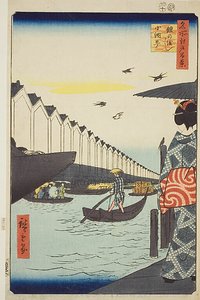 Yoroi Ferry, Koami-cho (Yoroi no watashi Koami-cho), nº 46 de la serie "Cien vistas famosas de Edo (Meisho Edo hyakkei)"