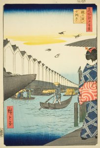 Ferry Yoroi, Koami-cho (Yoroi no watashi Koami-cho), de la serie “Cien vistas famosas de Edo (Meisho Edo hyakkei)” de Utagawa Hiroshige