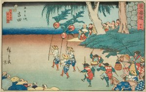 Yoshida—No. 35, de la serie "Cincuenta y tres estaciones del Tokaido" de Utagawa Hiroshige
