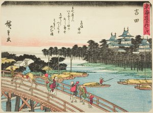 Yoshida, de la serie "Cincuenta y tres estaciones del Tokaido", también conocida como el Tokaido con poema de Utagawa Hiroshige