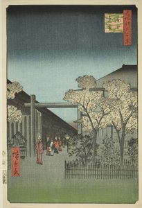 Barrio con Licencia de Yoshiwara al Amanecer (Kakuchu shinonome), de la serie "Cien Vistas Famosas de Edo (Meisho Edo hyakkei)"