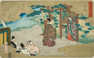 Yugao, de la serie "Cincuenta y Cuatro Capítulos del Cuento de Genji" de Utagawa Hiroshige