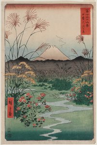Llanura de Ōtsuki en la provincia de Kai, de la serie Treinta y seis vistas del monte Fuji de Utagawa Hiroshige