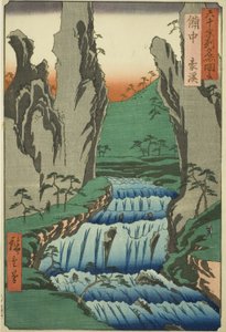 Provincia de Bitchu: Gokei (Bitchu, Gokei), de la serie "Lugares famosos de las sesenta y tantas provincias (Rokujuyoshu meisho zue)" de Utagawa Hiroshige III