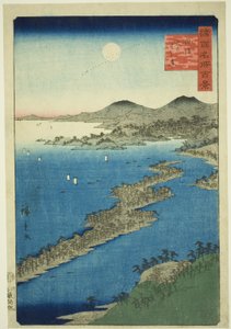 Amanohashidate en la provincia de Tango (Tango Amanohashidate), de la serie "Cien vistas famosas en las diversas provincias (Shokoku meisho hyakkei)" de Utagawa Hiroshige II
