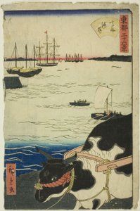 La playa de Takanawa (Takanawa kaigan), de la serie "Treinta y seis vistas de la capital oriental (Toto sanjurokkei)" de Utagawa Hiroshige II